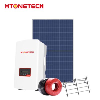 China Htonetech 5kw 5kVA 48V Netgebonden fotovoltaïsch systeem 550wp Batterijpaneel Te koop