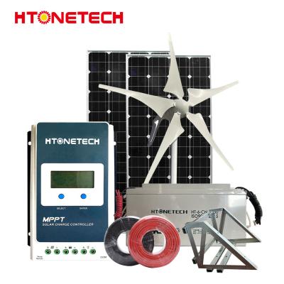 China Mono B Grade Grid Connected Solar System With Horizontal Axis Wind Turbine Generator for sale
