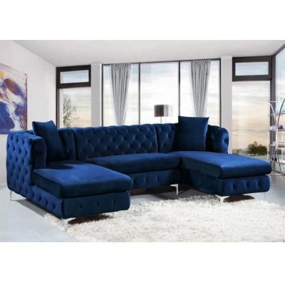 中国 Factory Direct Sales luxury velvet custom fabric corner sofa Eucalyptus frame living room sofa 販売のため