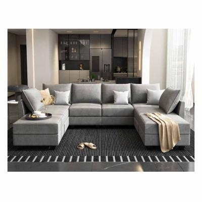 China High-End Luxury Living room furniture set sofa bed big U shape functional sofa bed for big house en venta