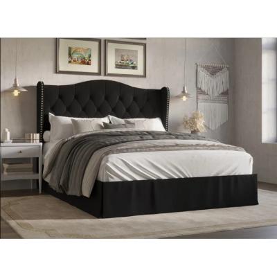 China wholesale upholstered platform black fabric storage wooden double full twin king queen size bed frame modern with storag Te koop