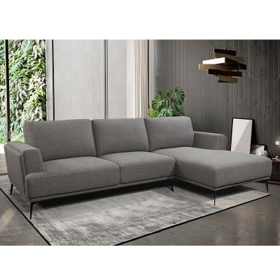 China Modern Design Simple Elegance Gray Living Room Furniture Lounge Adjustable Headrest L Shaped Sofa Set Chair with Medal for sale