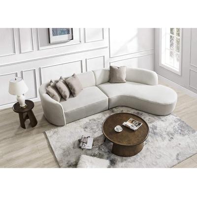China Cara Furniture Curved lounge Couch Berber Fleece Corner sofa Home Furniture Moon shaped Leisure Living room sofa for sale