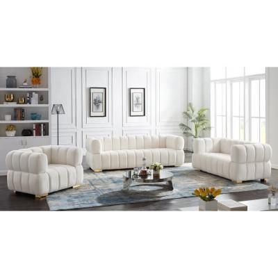 China European style North American style Luxury 3Seater 2Seater 1Seater sectional sofa set With nice Velvet fabric and Gold for sale