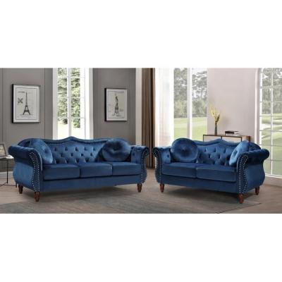 China Italian shinny velvet fabric sofa set 3 seat 2 seat 1 seat living room furniture upholstered button tufted sofas for sale