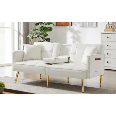 中国 white living room velvet sofa minimalist sofa nordic loveseat sleeper balcony sofa set with cup holder 販売のため