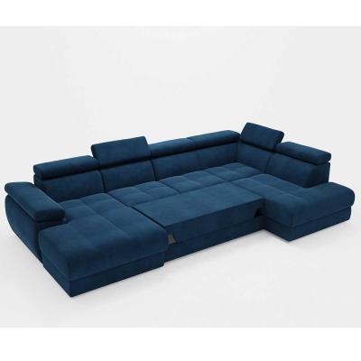 中国 Factory 2024 latest design luxury living room sofa velvet fabric U-shaped sofa push pull with storage sofa bed 販売のため