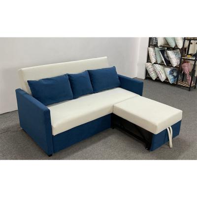Chine technology cloth white blue assorted colors 2seater+chaise pull-out bed sofa bed for Ocean View Villa à vendre