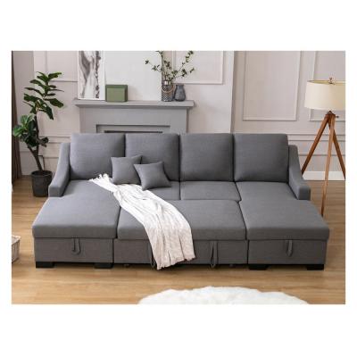 China Cara Furniture Big U-shaped double chaise with Storage sofa beds Popular style sleeper sofas Living room sofa bed en venta