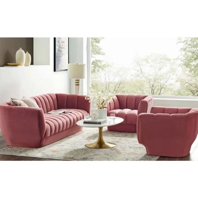 Cina Cara furniture Dusty Rose velvet stainless steel leg Sofa Recliner Armchair Living Room Sofa Sets For living room in vendita