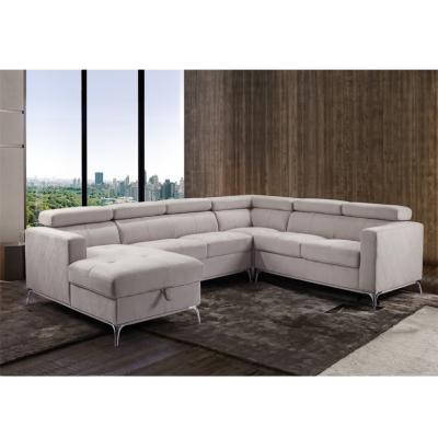China Factory price Europe modern style U shape Luxury beige color sofa home furniture sectional sofa for living room for sale