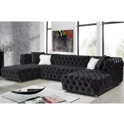 China Factory wholesale new hot selling velvet living room sofa 8 seats couch sofas black tufted velvet sofa Te koop