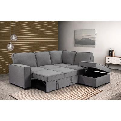 China Modern design luxury living room villa hotel grey sofa furniture fabric 2P+Chaise sofa with storage set couch sofa bed for sale