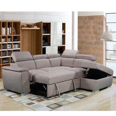 China OEM/ODM Venda Quente Tecido de design e com perna de aço inoxidável Sofá de cama de sala de estar Conjunto de sofá de canto em forma de L à venda