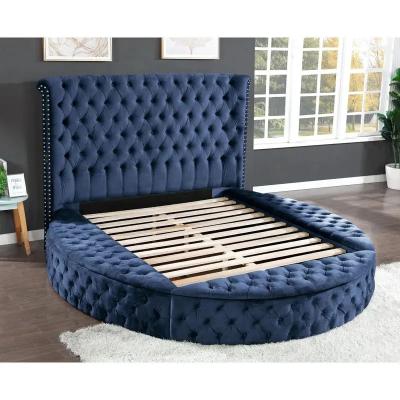 Cina Cara Furniture Limited Factory direct velvet queen bedroom bed storage king round bed customizable bedroom set in vendita