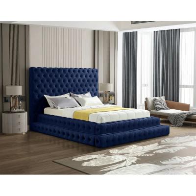 China OEM/ODM Furniture Factory direct wholesale eucalyptus frame Upholstery velvet fabric customized bed room set for sale