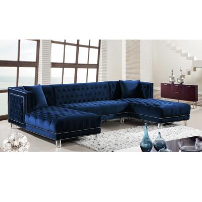 China Durable Breathable Velvet Modular Sofa , Anti Scratch Sofa Bed With Chaise for sale