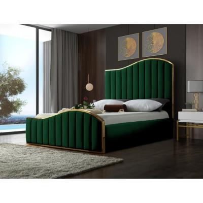 中国 ODM/OEM popular France Top grade gold metal frame velvet king bed queen bed Upholstered beds for bedroom Boconcept 販売のため