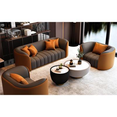 China Combination of colors napa leather 1+2+3+4 sectional couch Curved back sitting living room furniture modern sofas set for sale