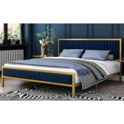 China Factory Wholesales competitive price velvet Cama simple twin full queen king iron metal frame bed for bed chamber en venta