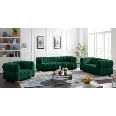 China OEM Cheap price Luxury Sectional sofa set Green Color Velvet Upholstered sofas Furniture High-End North American style à venda