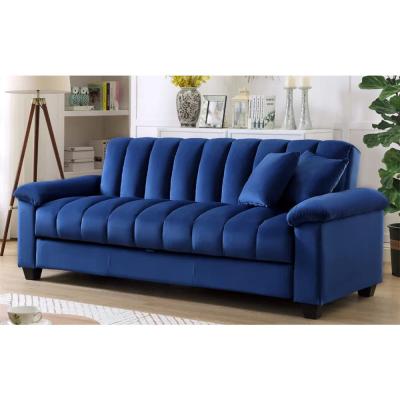 China Large loading easy to hand-assembled Loveseat Sleeper blue velvet hotel reconfigurable sofa bed with storage for sale