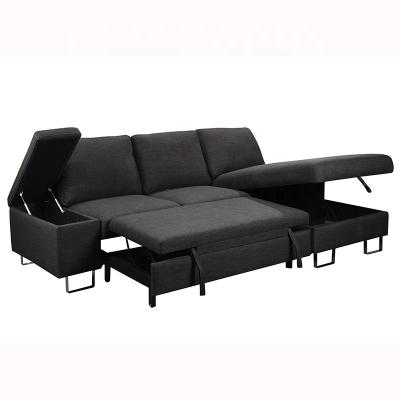 China high class brand big Cheap price Furniture Factory fabric 2P with Extendable bed chaise with storage Living Room Sofa à venda