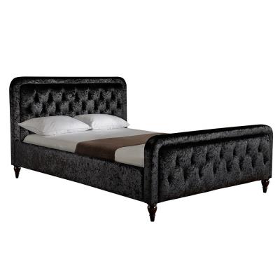 China Black Velvet Modern Queen Size Bed Practical Soft For Apartment for sale
