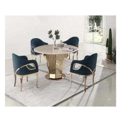 中国 Y640現代ビロードの贅沢の金属のレストランのダイニング テーブルのための椅子を食事している卸し売り生地デザイナー 販売のため