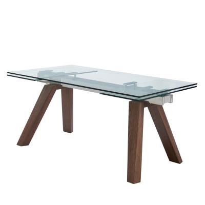 China Los muebles de la sala de estar del diseño moderno moderaron el vidrio que cenaba sistemas Spacial de la tabla de la pierna de madera en venta