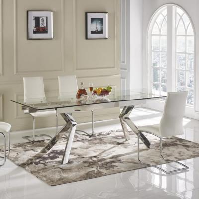 中国 方法は西部様式がガラスDinningテーブル セットを和らげたステンレス鋼の生きている家具を回した 販売のため