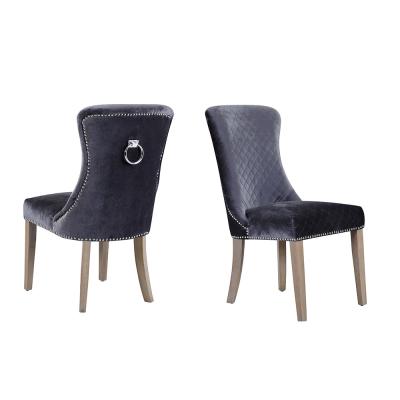 China Apartment Nontoxic Grey Velvet Dining Chairs , Anti Abrasion Side Chair Upholstered for sale