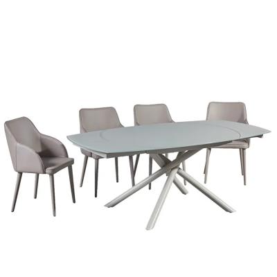 China Expandable Luxury Modern Dining Table Set Multifunctional Marble Material for sale