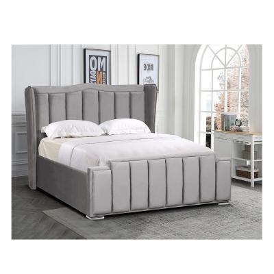 China Practical Breathable Grey Velvet Ottoman Bed , Multiscene Double Ottoman Grey Bed for sale