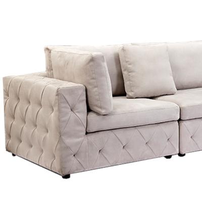 China Beige Fabric Luxury Corner Sofa Multipurpose 4 Seater For Hotel for sale