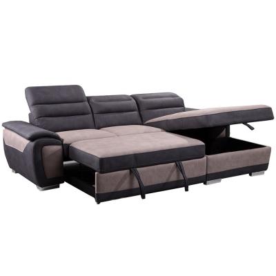 China Plegamiento durable de la esquina Sofa Bed With Storage Multiscene con la cubierta de la felpilla en venta