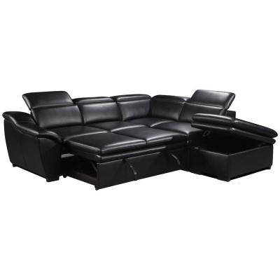 Chine Pièce Sofacumbed de 20993 GOITALIA CARA Modern Corner Sleep Living avec le vrai cuir noir Sofa Bed à vendre