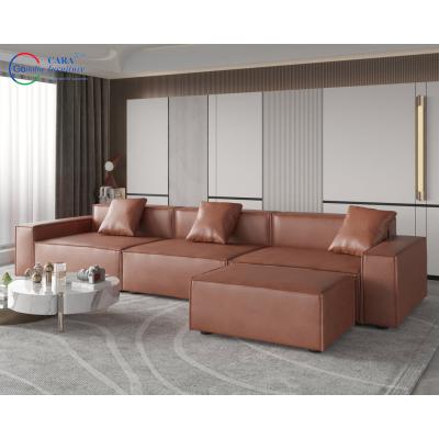 China Customize Modern Combination Furniture Business Minimalist Style Living Room Villa Hotel Luxury Leather Sofa for sale