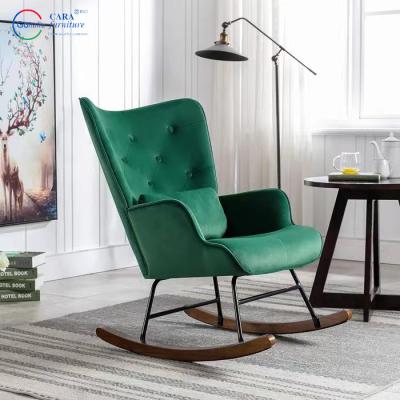 China Premium Luxury Roaked Chair Green Metal Leg Armchair Furniture Chairs For Living Room Rocking Chair Te koop