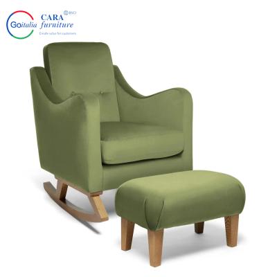 China New Design Soft Footstool Adult Furniture Balcony Fabric Green Furniture Rocking Chair For Living Room for sale