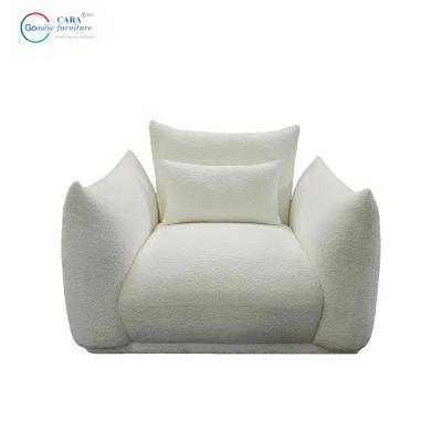 China Manufacture Durable White Berber Fleece Fabric Soft Arm Chairs Living Room Modern Single Sofa Luxury for sale
