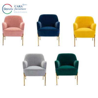 China Customized Fabric Metal Legs Modern European Style Luxury Arm Chair Velvet Chair Living Room zu verkaufen