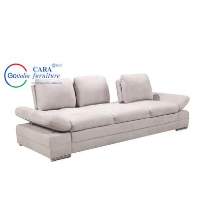 China Hot Selling Europe Style Soft Fabric 3 Seat Sofa Furniture Adjustable Armrest Modern Sofa Bed With Storage Te koop