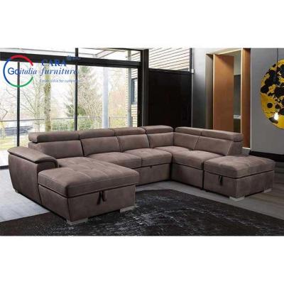 China High End Indoor Furniture Living Room Modern U Shaped Sectional Sofa Couch Bed Sofa Bed Leather for sale