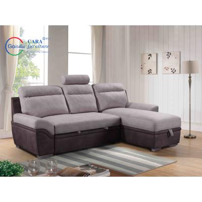 China Home Furniture Living Room Bedroom Fabric Dark Light Gray Combine Modern Couch Bed Sofa With Storage for sale