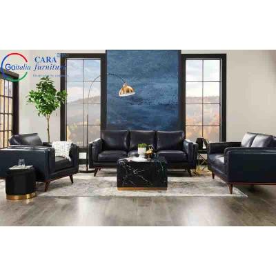 China Wholesales Price Home Hotel Apartment Furniture Sofa Set Resistant Dirt Wooden Leg Black Pu Leather Sofa for sale