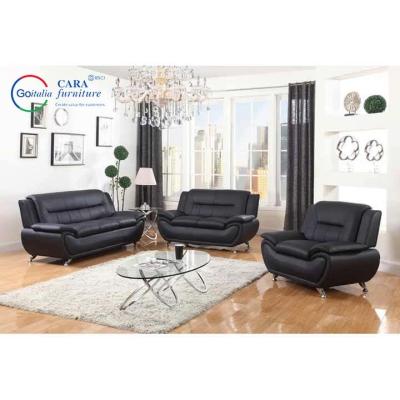China Hot Sale Black New Elegance 3Pcs Luxury Home Chair Recliner Sofa Set Leather Sofa Living Room Furniture for sale
