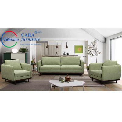 中国 OEM 3Pcs Multi Seater Wooden Frame White Green Linen Fabric Sofa Set Living Room Furniture Sofa 販売のため