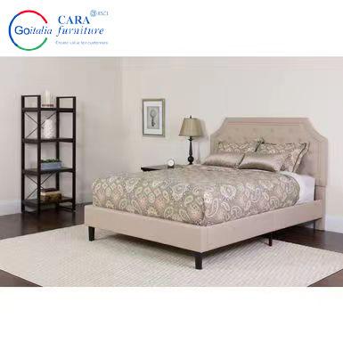 中国 #20002 Heavy Duty Bedroom Furniture Fabric Solid Wood Bed Frame Dark Grey Luxury King Queen Bed Frame 販売のため