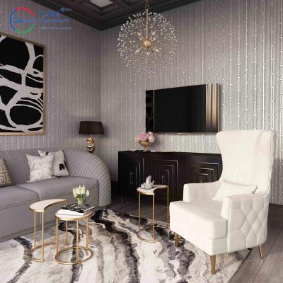 中国 70006 Custom Living Room Popular Low Price Fabric White Modern Home Decor Single Sofa Chairs 販売のため